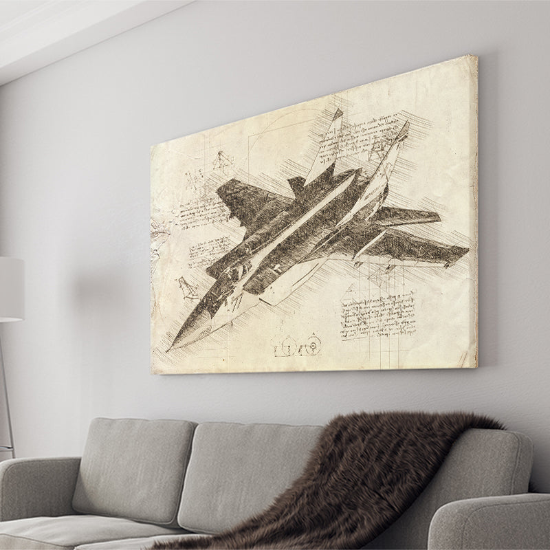 Tailless Delta Wing Mig 31 Davinci Style Canvas Prints - Painting Canv –  UnixCanvas