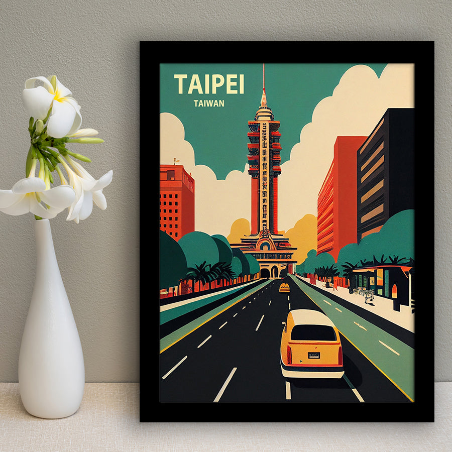 Taipei Taiwan Retro Art Print, City Art Print, Framed Art Print Wall Art Home Decor, Framed Picture