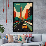 Taipei Taiwan Retro Art Print, City Art Print, Framed Art Print Wall Art Home Decor, Framed Picture