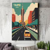 Taipei Taiwan Retro Art Print ,City Art Print, Large Canvas, Canvas Print Wall Art Home Decor