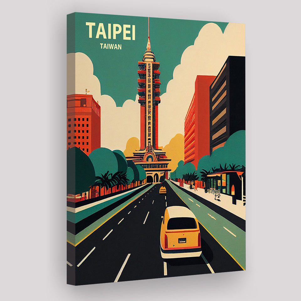 Taipei Taiwan Retro Art Print ,City Art Print, Large Canvas, Canvas Print Wall Art Home Decor