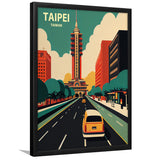 Taipei Taiwan Retro Art Print, City Art Print, Framed Art Print Wall Art Home Decor, Framed Picture