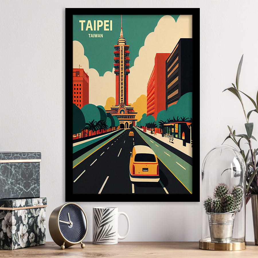 Taipei Taiwan Retro Art Print, City Art Print, Framed Art Print Wall Art Home Decor, Framed Picture