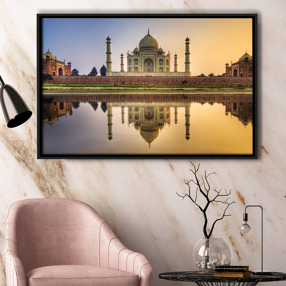 Taj Mahal Mausoleum Framed Canvas Prints Wall Art - Painting Canvas, Wall Decor, Canvas Art, Floating Frame