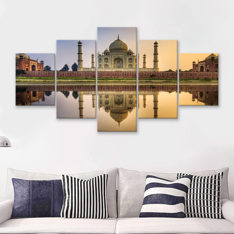 Taj Mahal Mausoleum 5 Pieces Canvas Prints Wall Art - Painting Canvas, Multi Panel, Wall Decor, Canvas Art