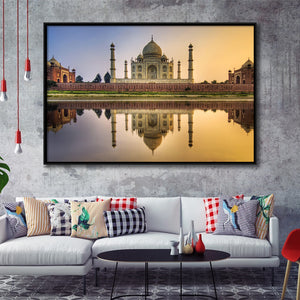 Taj Mahal Mausoleum Framed Canvas Prints Wall Art - Painting Canvas, Wall Decor, Canvas Art, Floating Frame