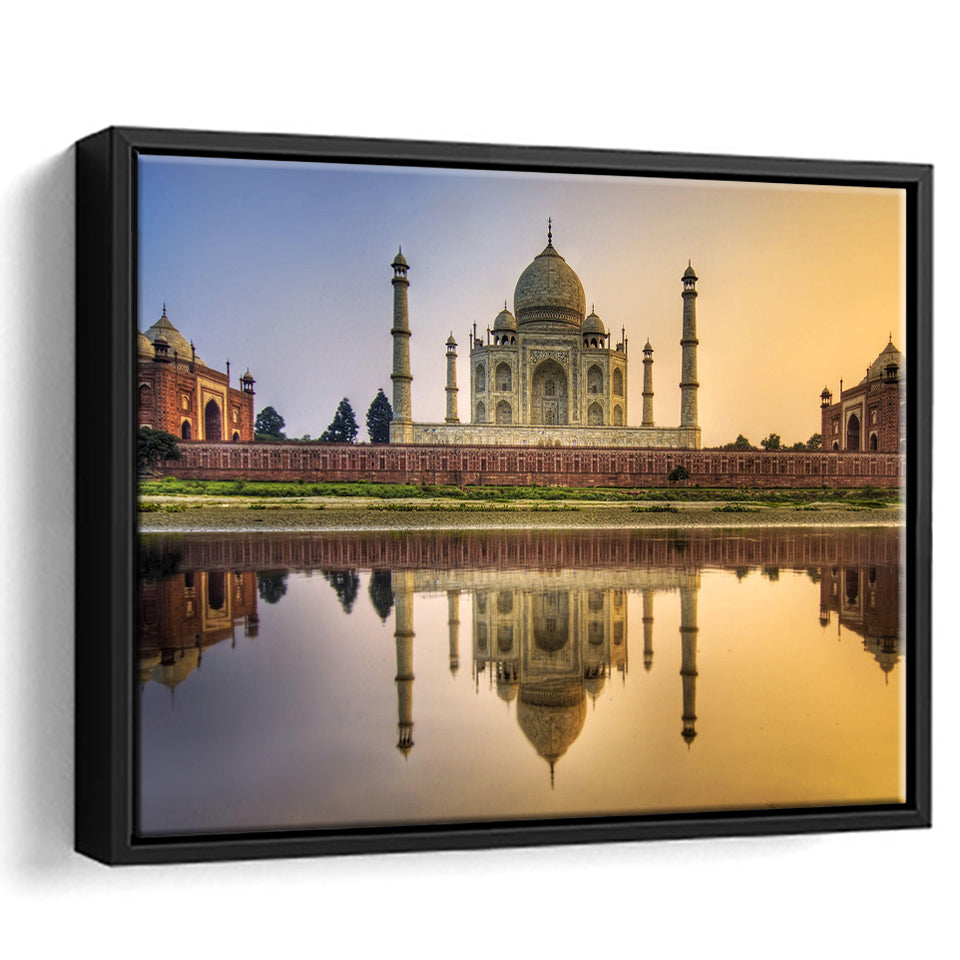 Taj Mahal Mausoleum Framed Canvas Prints Wall Art - Painting Canvas, Wall Decor, Canvas Art, Floating Frame