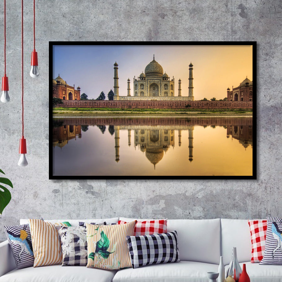 Taj Mahal Mausoleum Framed Art Prints Wall Decor - Painting Prints, Wall Art, Framed Picture, Black Frame