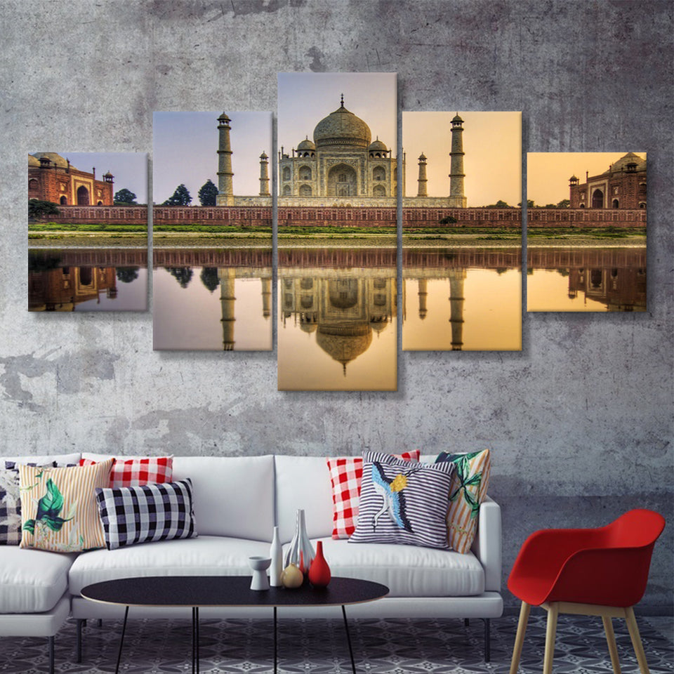 Taj Mahal Mausoleum 5 Pieces Canvas Prints Wall Art - Painting Canvas, Multi Panel, Wall Decor, Canvas Art