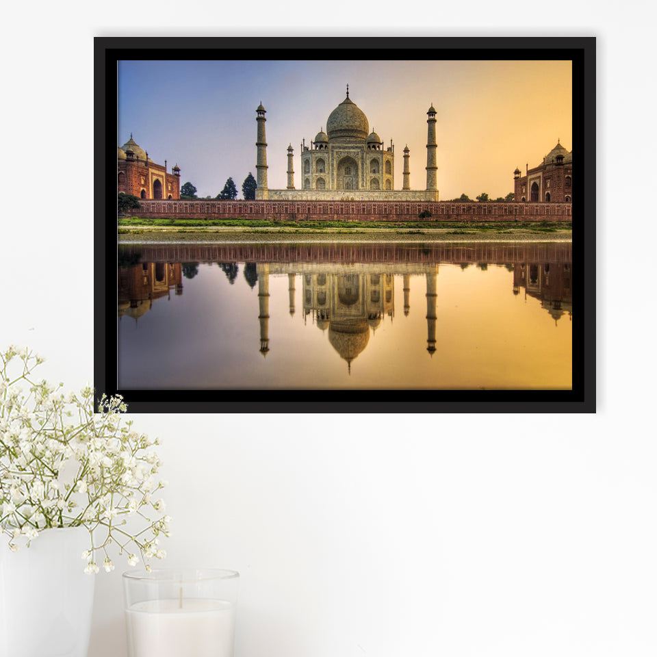 Taj Mahal Mausoleum Framed Canvas Prints Wall Art - Painting Canvas, Wall Decor, Canvas Art, Floating Frame