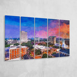 Tallahassee Florida Usa Downtown Skyline 5 Pieces Extra Large Canvas Prints Wall Art Home Decor