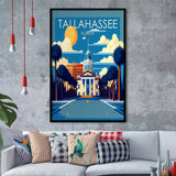 Tallahassee Florida Retro Art Print, City Art Print, Framed Art Print Wall Art Home Decor, Framed Picture