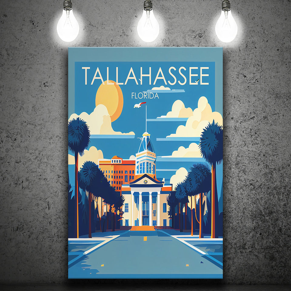 Tallahassee Florida Retro Art Print ,City Art Print, Large Canvas, Canvas Print Wall Art Home Decor