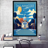 Tallahassee Florida Retro Art Print, City Art Print, Framed Art Print Wall Art Home Decor, Framed Picture