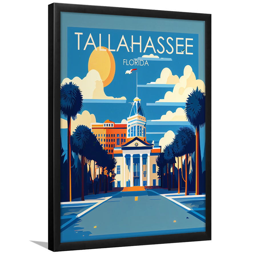 Tallahassee Florida Retro Art Print, City Art Print, Framed Art Print Wall Art Home Decor, Framed Picture