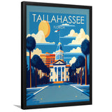 Tallahassee Florida Retro Art Print, City Art Print, Framed Art Print Wall Art Home Decor, Framed Picture