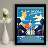 Tallahassee Florida Retro Art Print, City Art Print, Framed Art Print Wall Art Home Decor, Framed Picture
