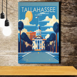 Tallahassee Florida Retro Art Print ,City Art Print, Large Canvas, Canvas Print Wall Art Home Decor