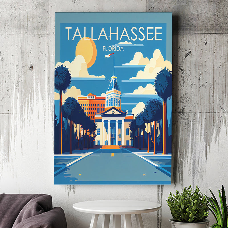 Tallahassee Florida Retro Art Print ,City Art Print, Large Canvas, Canvas Print Wall Art Home Decor