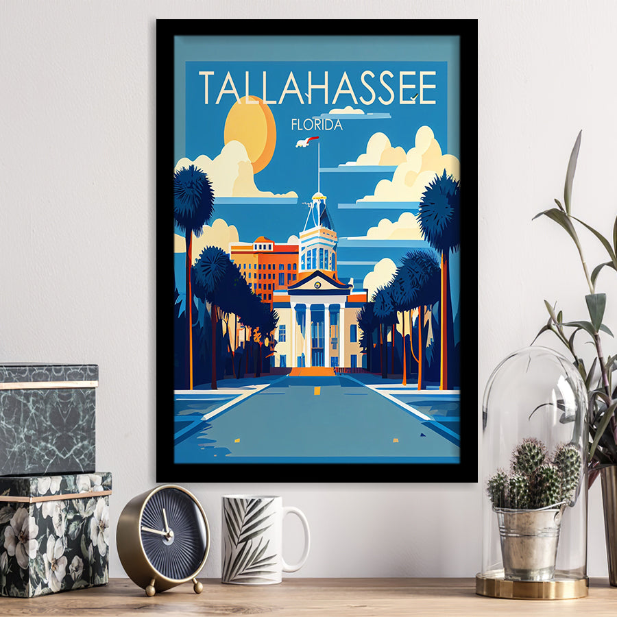 Tallahassee Florida Retro Art Print, City Art Print, Framed Art Print Wall Art Home Decor, Framed Picture