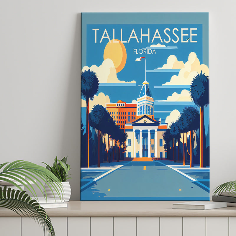 Tallahassee Florida Retro Art Print ,City Art Print, Large Canvas, Canvas Print Wall Art Home Decor