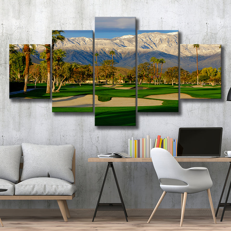 Tamarisk Country Club Hole 17, Rancho Mirage, California, Golf Art Print, 5 Panels Canvas Prints Wall Art Decor