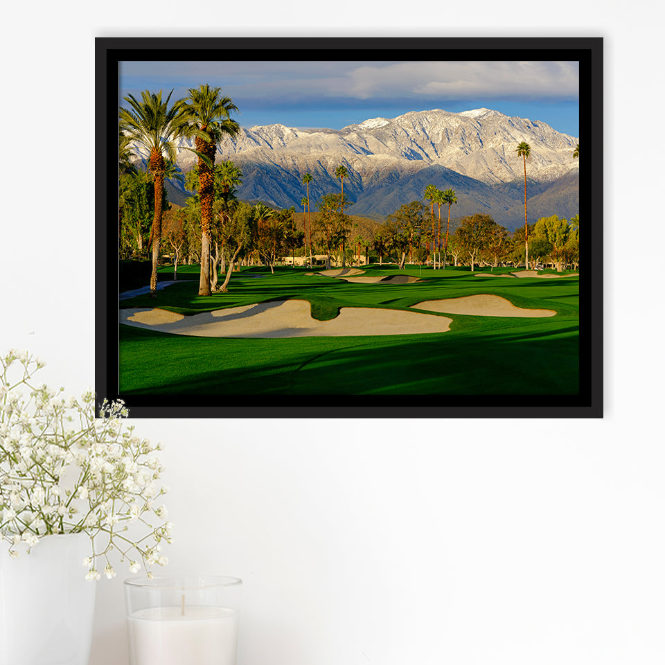 Tamarisk Country Club Hole 17, Rancho Mirage, California, Golf Art Print, Framed Canvas Prints Wall Art Decor, Floating Frame