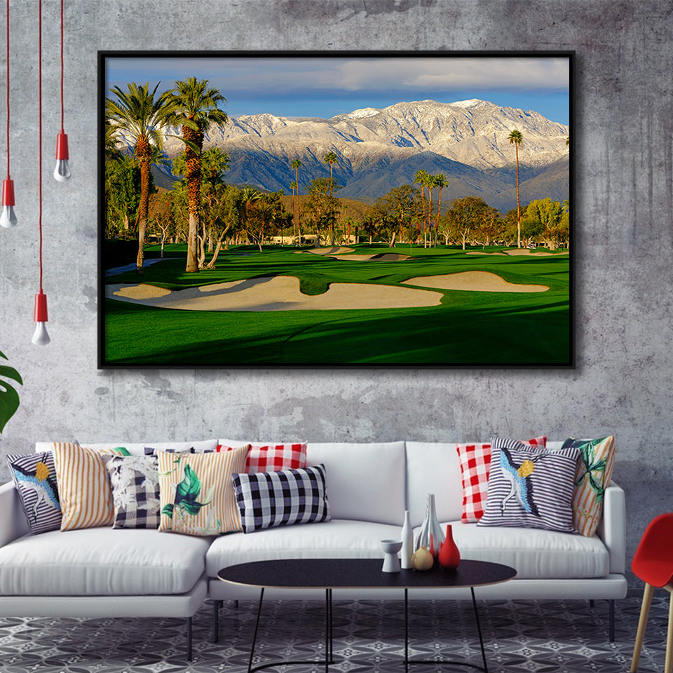 Tamarisk Country Club Hole 17, Rancho Mirage, California, Golf Art Print, Framed Canvas Prints Wall Art Decor, Floating Frame