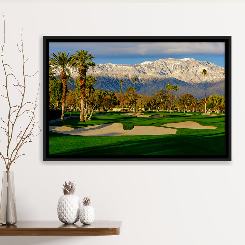 Tamarisk Country Club Hole 17, Rancho Mirage, California, Golf Art Print, Framed Canvas Prints Wall Art Decor, Floating Frame