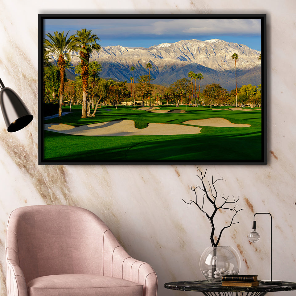 Tamarisk Country Club Hole 17, Rancho Mirage, California, Golf Art Print, Framed Canvas Prints Wall Art Decor, Floating Frame
