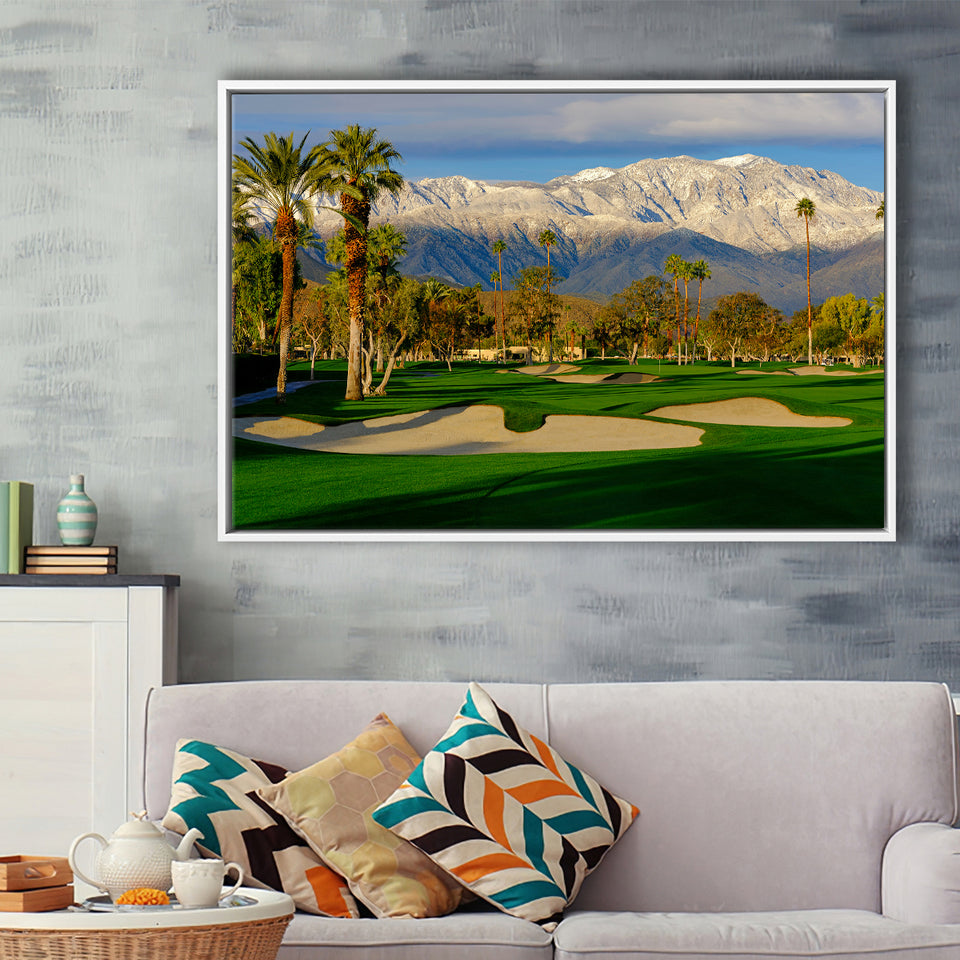 Tamarisk Country Club Hole 17, Rancho Mirage, California, Golf Art Print, Framed Canvas Prints Wall Art Decor, Floating Frame