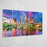 Tampa Florida Usa Downtown Skyline On 5 Pieces Extra Large Canvas Prints Wall Art Home Decor