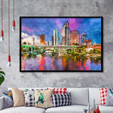 Tampa Florida Usa Downtown Skyline On City Art Watercolor Framed Art Prints Wall Art Decor,Framed Picture