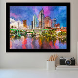 Tampa Florida Usa Downtown Skyline On City Art Watercolor Framed Art Prints Wall Art Decor,Framed Picture