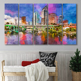 Tampa Florida Usa Downtown Skyline On 5 Pieces Extra Large Canvas Prints Wall Art Home Decor