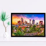 Tampa Florida Usa Downtown Skyline City Art Watercolor Framed Art Prints Wall Art Decor,Framed Picture