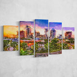 Tampa Florida Usa Downtown Skyline 5 Pieces Mixed Canvas Prints Wall Art Home Decor