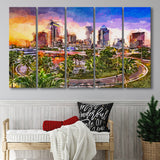 Tampa Florida Usa Downtown Skyline 5 Pieces Extra Large Canvas Prints Wall Art Home Decor