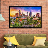 Tampa Florida Usa Downtown Skyline City Art Watercolor Framed Art Prints Wall Art Decor,Framed Picture