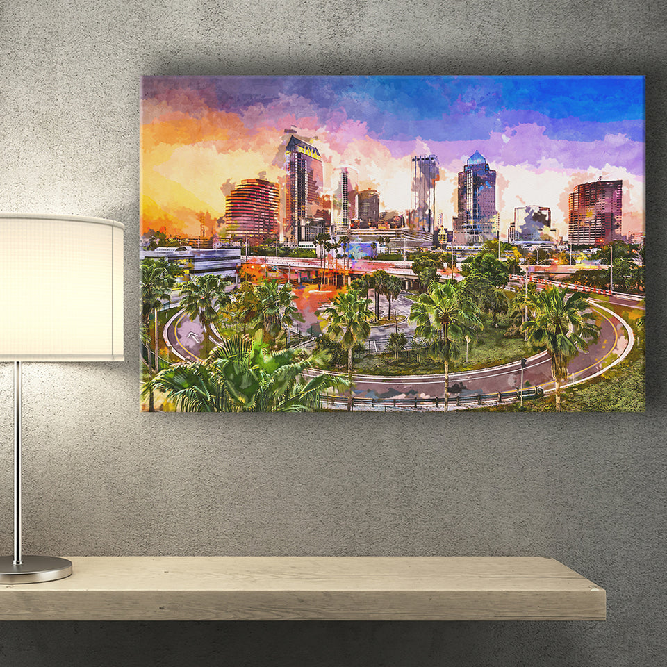 Miami Beach Florida Usa Cityscape On City Art Watercolor Canvas Prints –  UnixCanvas