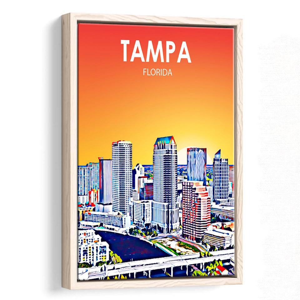 Tampa FL Art, Large Canvas, Framed Canvas Print Wall Art Home Decor, Floating Frame