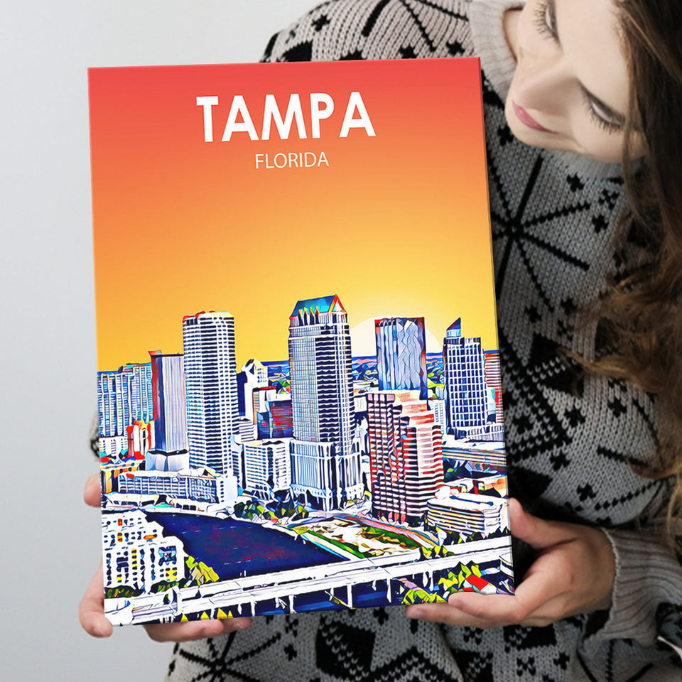 Tampa FL Art ,City Art Print, Large Canvas, Canvas Print Wall Art Home Decor