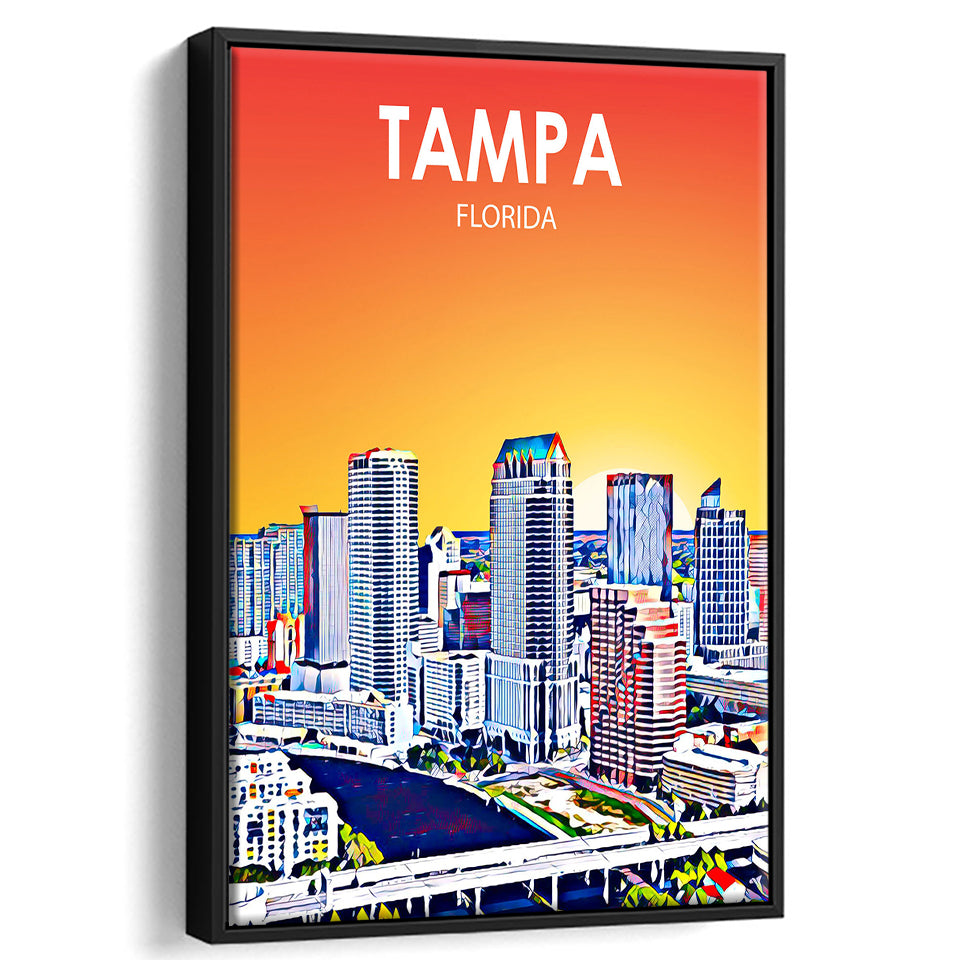 Tampa FL Art, Large Canvas, Framed Canvas Print Wall Art Home Decor, Floating Frame