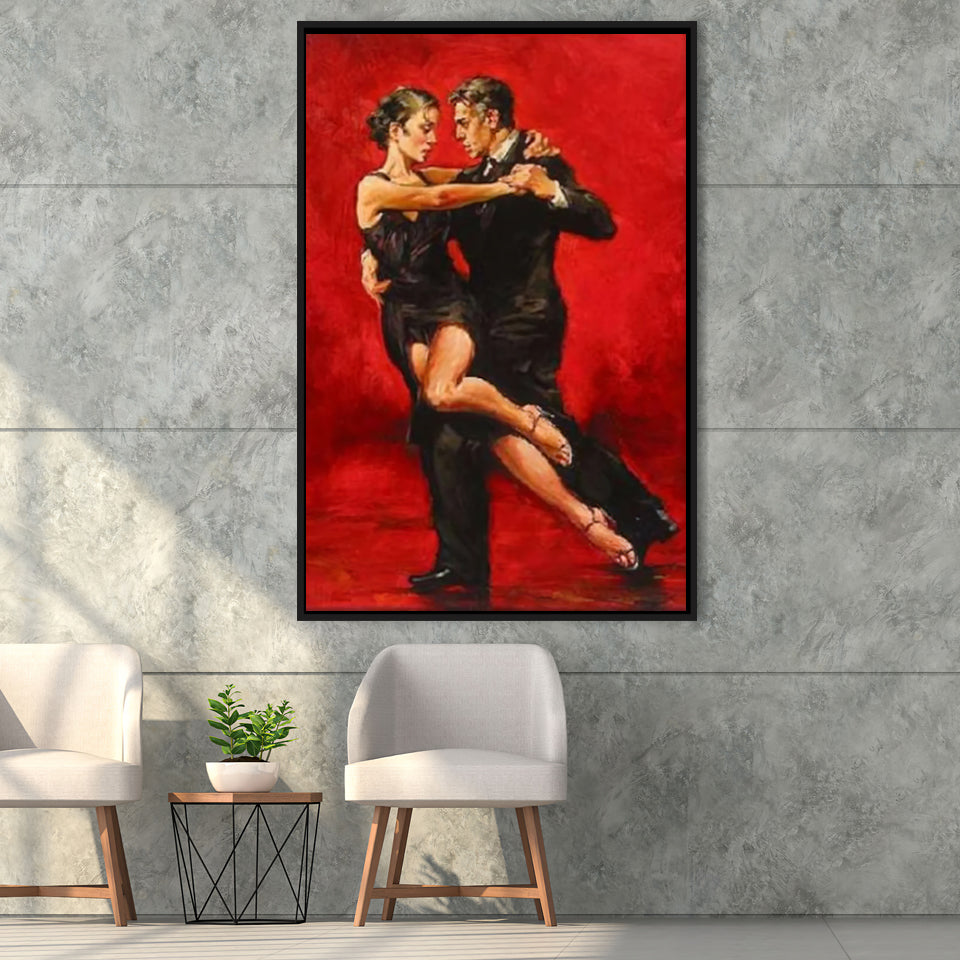 Tango Dance And Music Framed Canvas Prints Wall Art - Painting Canvas, Floating Frame, Wall Decor