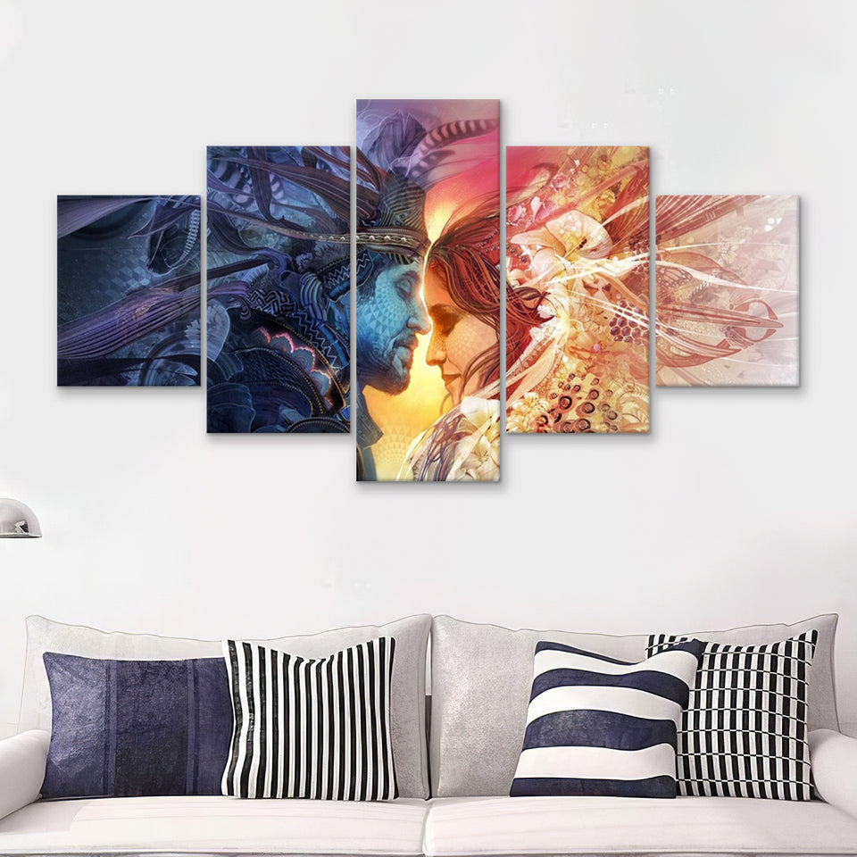 Tantric Dance For Mailer 5 Pieces Canvas Prints Wall Art - Painting Canvas, Multi Panels, Wall Decor
