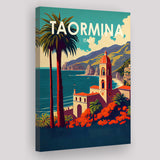 Taormina Italy Retro Art Print ,City Art Print, Large Canvas, Canvas Print Wall Art Home Decor