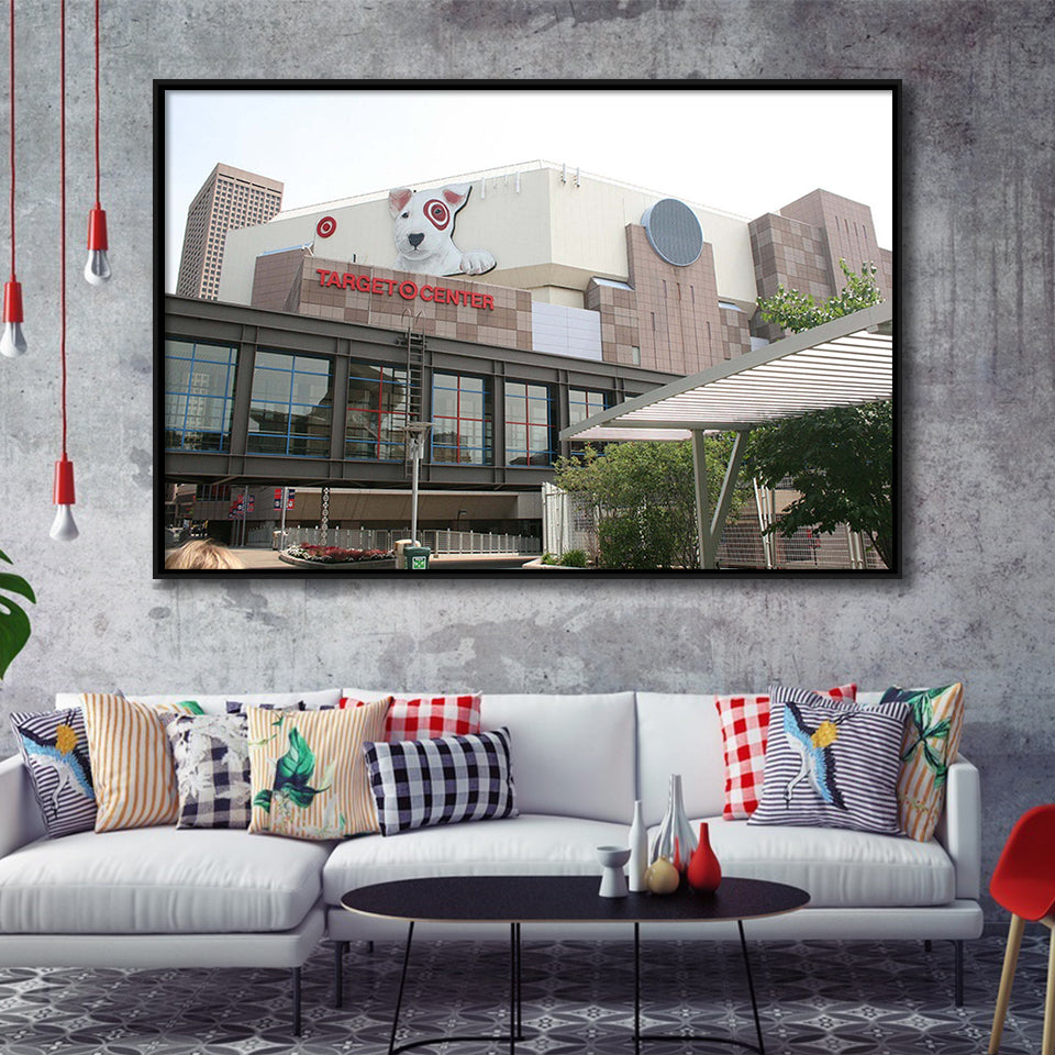 Target Center Stadium Framed Canvas Prints Minnesota Timberwolves Wall Art,Sport Stadium Art Prints, Fan Gift