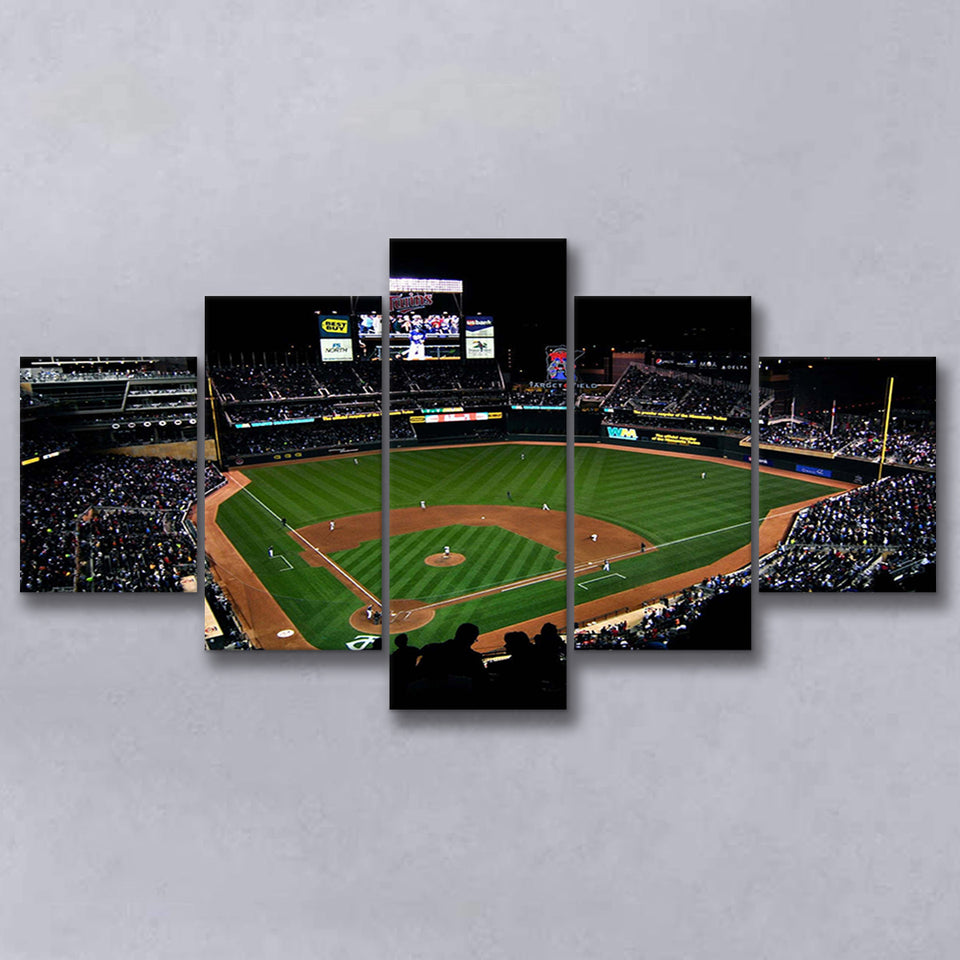 Target Field at Night Stadium Canvas Prints Minnesota Twins Stadium,Multi Panels,Sport Stadium Art Prints, Fan Gift