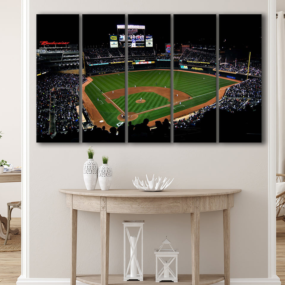 Target Field at Night Stadium Canvas Prints Minnesota Twins Stadium,Multi Panels B,Sport Stadium Art Prints, Fan Gift