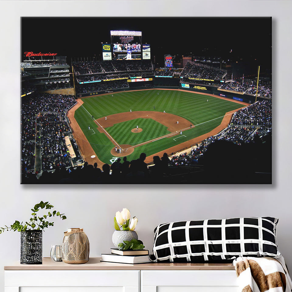 Target Field at Night Stadium Canvas Prints Minnesota Twins Stadium,Sport Stadium Art Prints, Fan Gift, Wall Decor